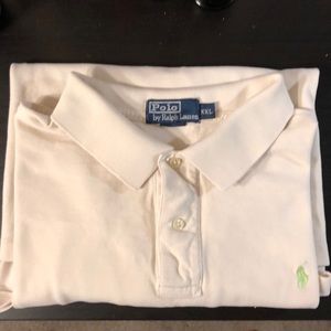 Cream with Light Green Logo Polo